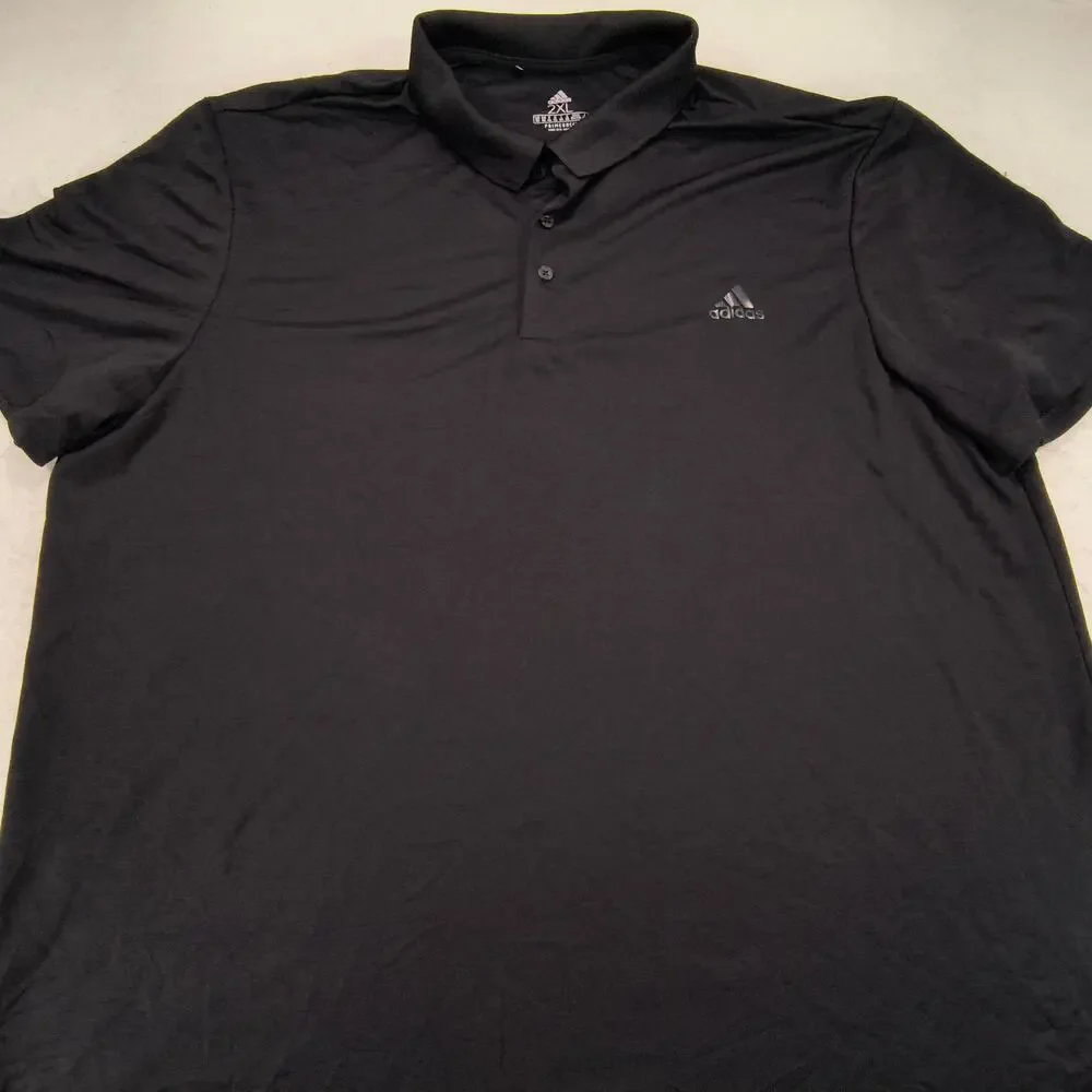 Adidas Casual Short Sleeve Collared Polo Shirt Adult Mens Size 2XL Black